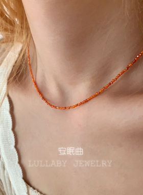 安眠曲钛钢橘色锆石锁骨链
