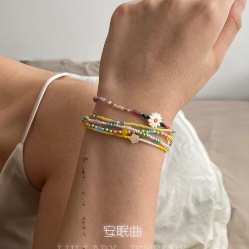 安眠曲彩色珠ins风可叠戴手链