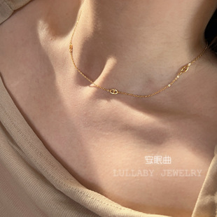 猪鼻子！金店同款！s925纯银项链女经典叠百搭简约大气日韩锁骨链