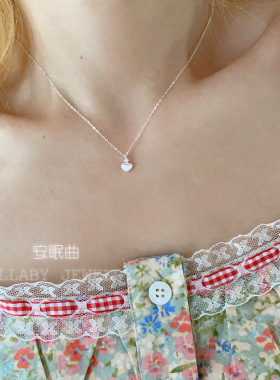 小心机系列 mini实心磨砂小爱心单钻锁骨链小众设计高级感项链女