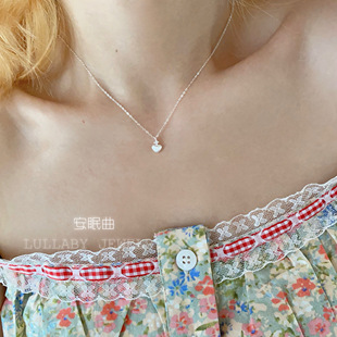 mini实心磨砂小爱心单钻锁骨链小众设计高级感项链女 小心机系列