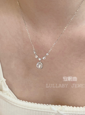藤校千金！韩国s925纯银方糖项链