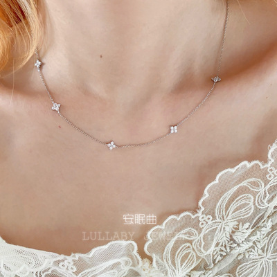 安眠曲s925纯银四叶草锁骨链