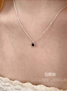 一颗小黑豆～s925纯银黑玛瑙项链