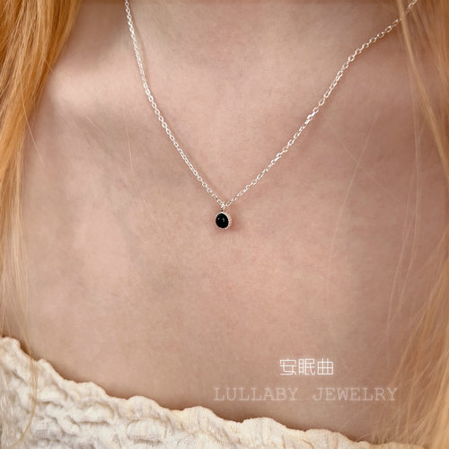一颗小黑豆～s925纯银黑玛瑙项链