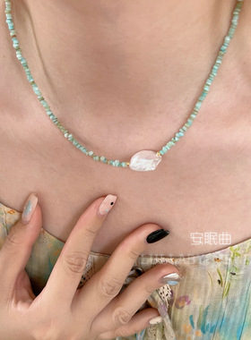 自制天河石色串珠少女百搭项链女