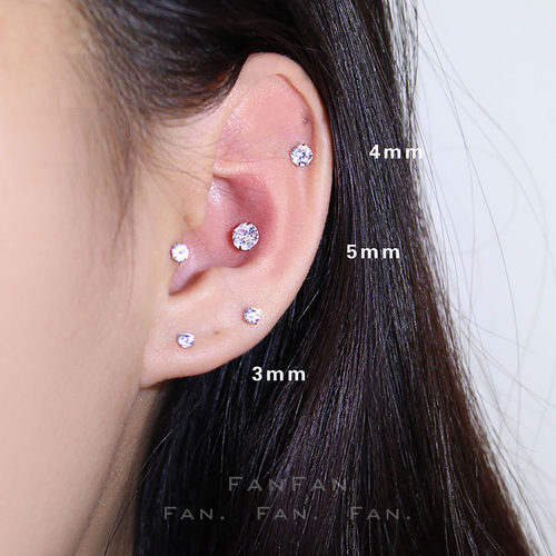 纯银满钻锆石防过敏养耳洞
