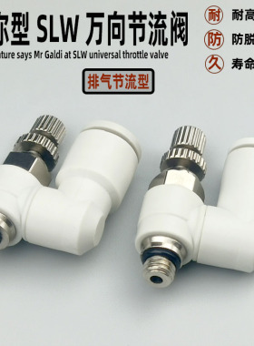 气动快换节流阀迷你型SLW3-M3/4-M5/6-m5气管接头万向调速限流阀