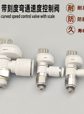 气动接头带刻度节流阀AS1201FS-M5-02 04 06 2201FS直角调速阀