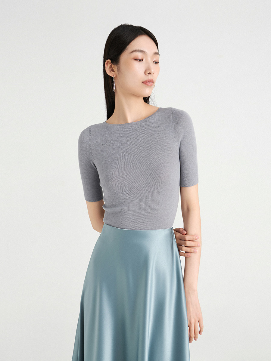 SUD Weiguang Shiji Germany OTW_High Count Ultrafine Merino Wool_Seamless Round Neck Short Sleeve Knitted T-Shirt