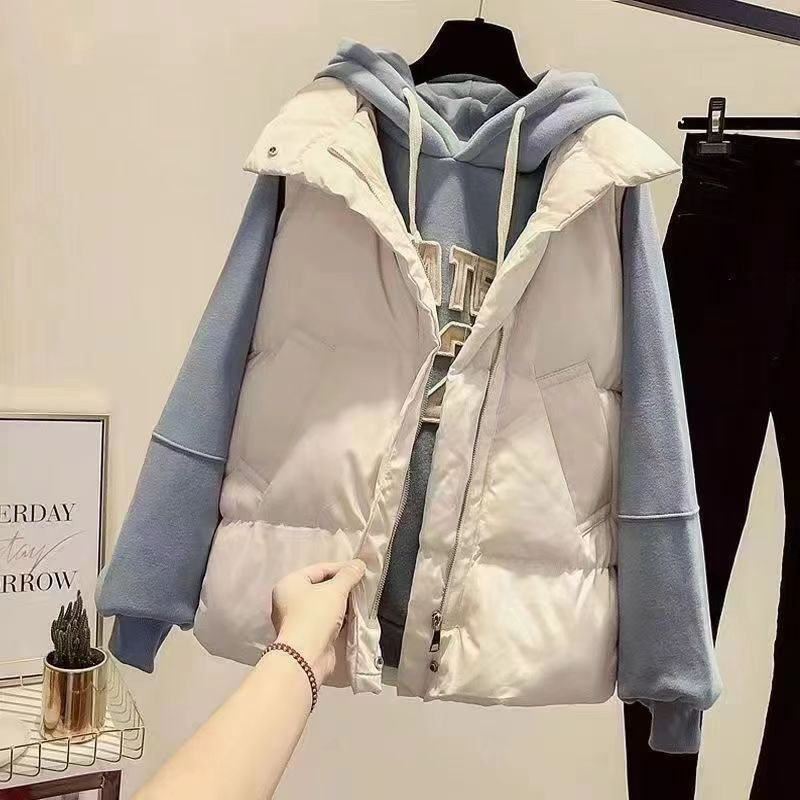 女大童套装秋冬新款时尚马甲卫衣宽松黑色阔腿裤加绒加厚三件套潮