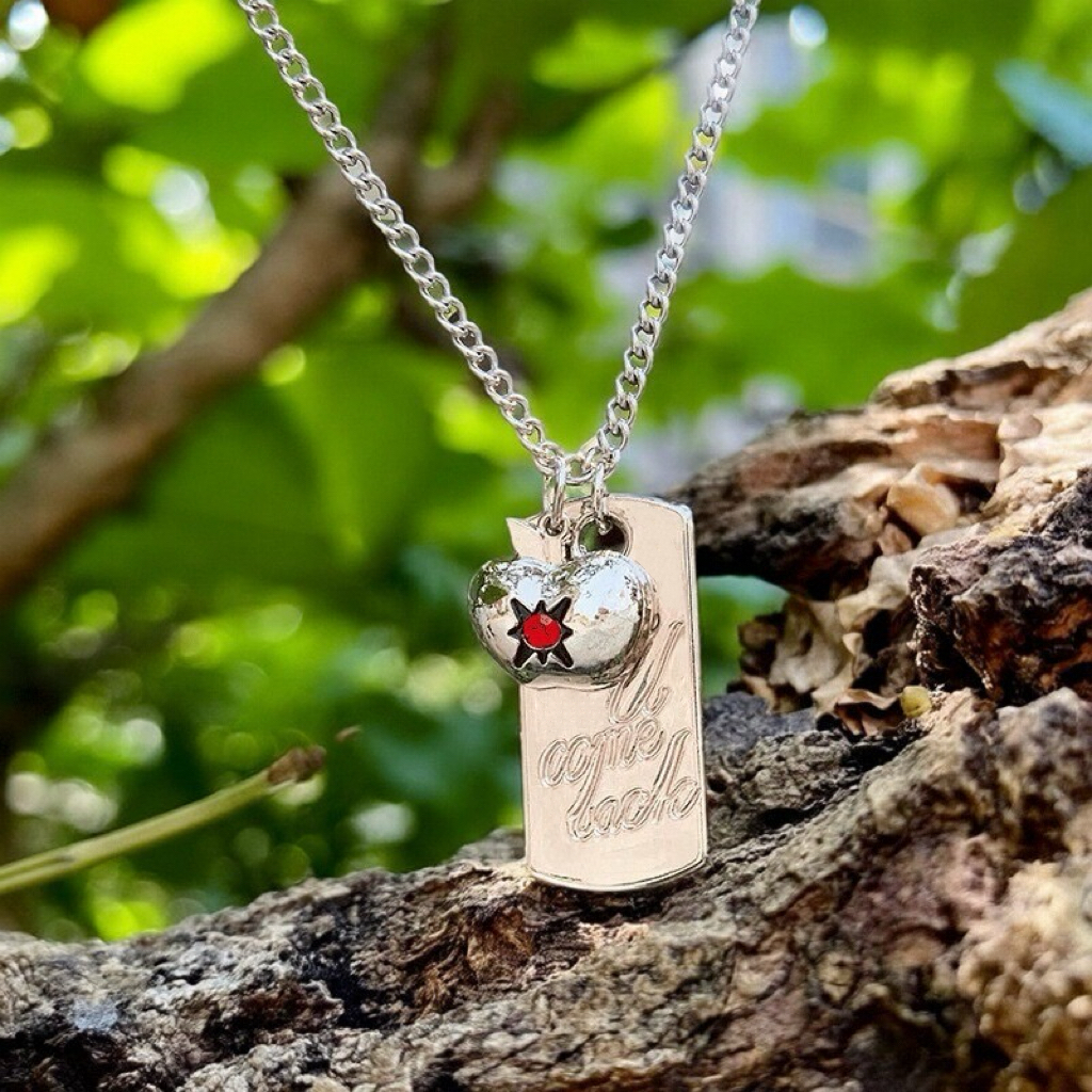 夏以昼同款苹果钛钢狗牌项链