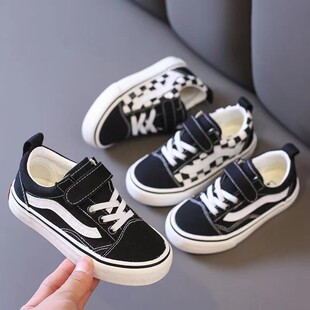 儿童帆布鞋2026春季新款女童鞋子宝宝单鞋春秋男童板鞋高帮小童潮