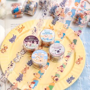 尾巴小分队pet模切胶带ins风韩系可爱猫咪萌宠手帐素材装饰贴纸卷