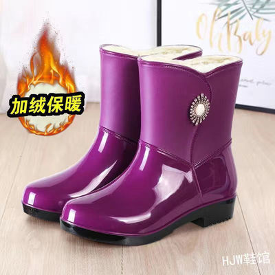 雨鞋女款中筒雨靴防水鞋防滑加绒短筒零下保暖鞋厨房防滑户外防冻