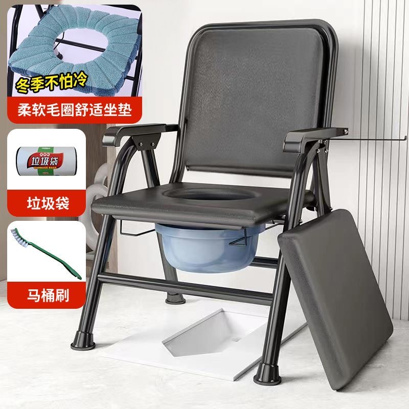 老人坐便椅孕妇坐便家用坐便器简易蹲厕移动马桶折叠病人大便椅子