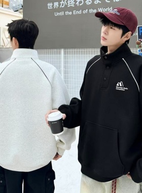 冬款2025男大童针织奥粒绒一体立领卫衣乔迪丹娜半开襟休闲打底衫