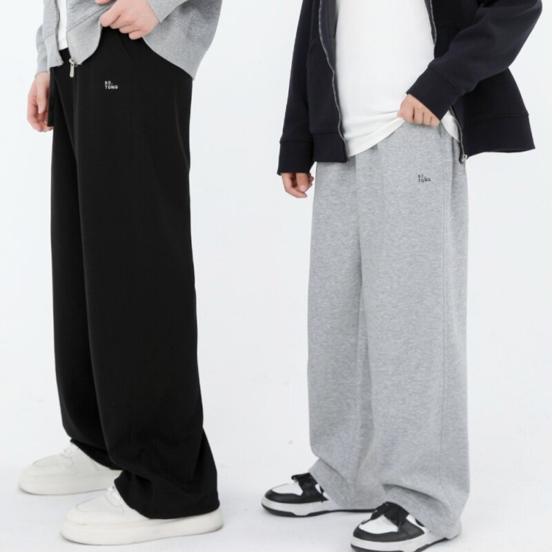 春装新款2026男大童宽松休闲针织运动裤简潮青少年学生抽绳直筒裤