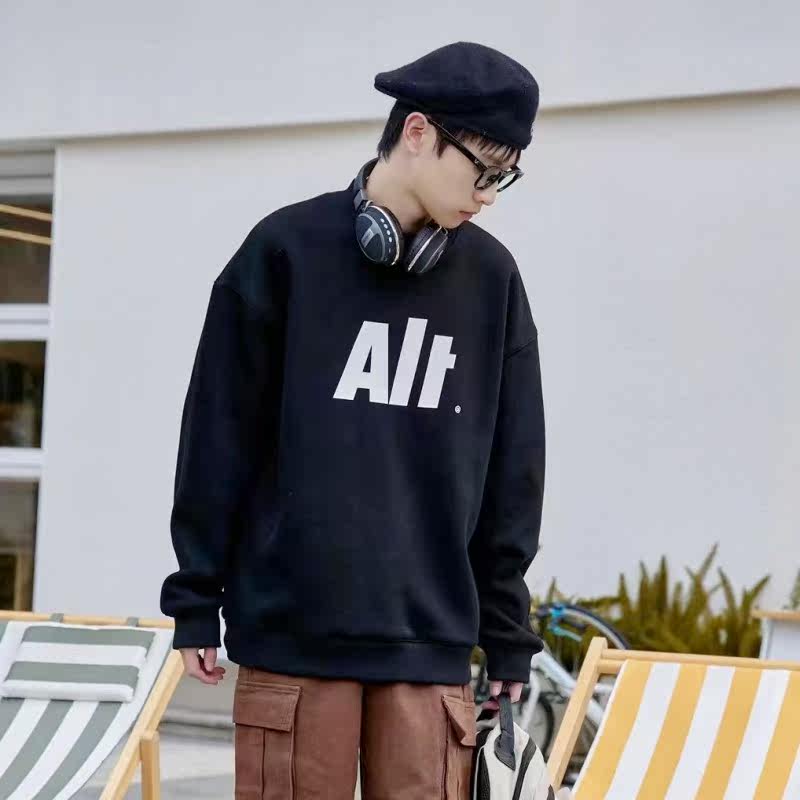 断码促销男大童冬款圆领加绒T恤厚青少年学生12-16岁一体绒厚卫衣