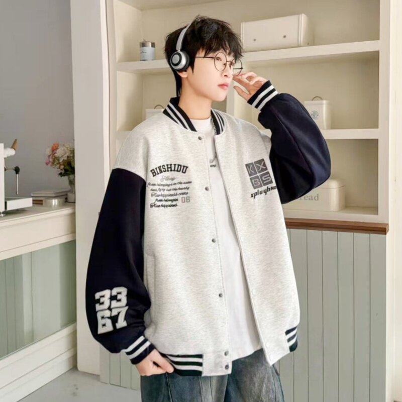 2026春款艾迪亚多男大童针织棒球服潮流青少年装男孩印花夹克外套
