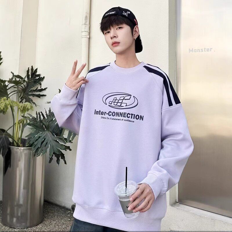 促销春秋款男大童长袖圆领字母T恤潮 青少年12男孩15岁学生卫衣潮