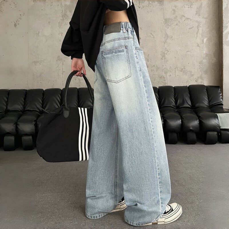 春款2026末班车男大童石磨牛仔裤12男孩16岁学生宽松简潮直筒裤子