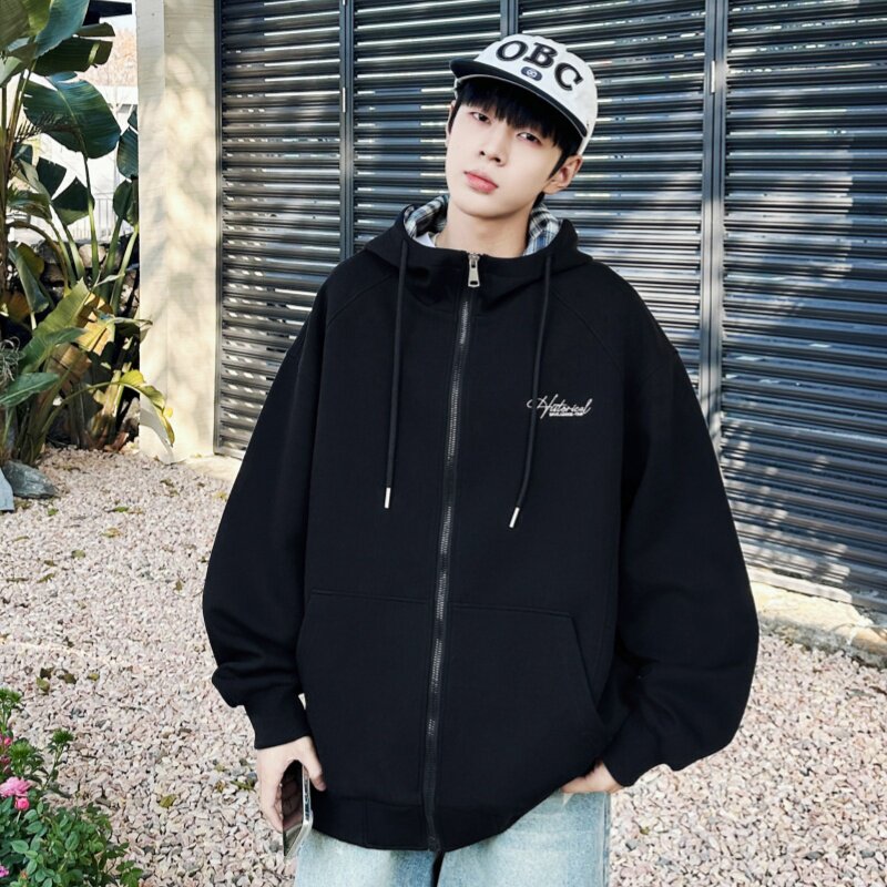 2026春款波蒂琪亚男大童针织连帽外套初高中学生宽松休闲潮流开衫