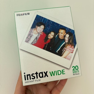 富士拍立得宽幅相纸5寸白边wide400 300通用一次成像胶卷鎏金黑边