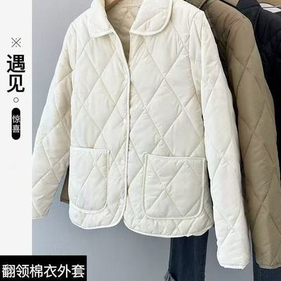 羽绒棉棉服女新款时尚显瘦设计感洋气外套棉衣安可拉红轻薄小棉袄