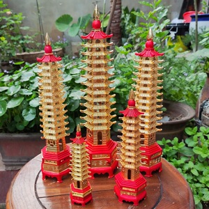 纯铜鎏金文昌塔十三层状元塔朱砂镇宅风水摆件金榜题名学生吉祥物