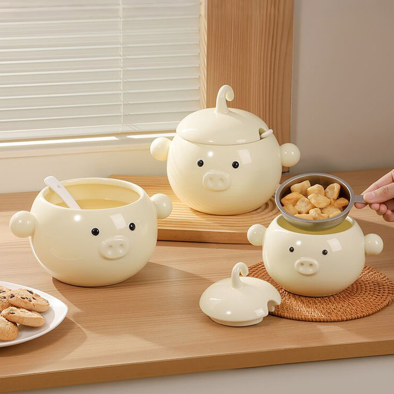 陶瓷耐高温猪油罐可微波罐子装辣椒油蜂蜜厨房可爱荤油罐熬猪油盆,厨房/烹饪用具,猪油罐,淘宝优惠券,粉丝福利购,淘宝优惠卷