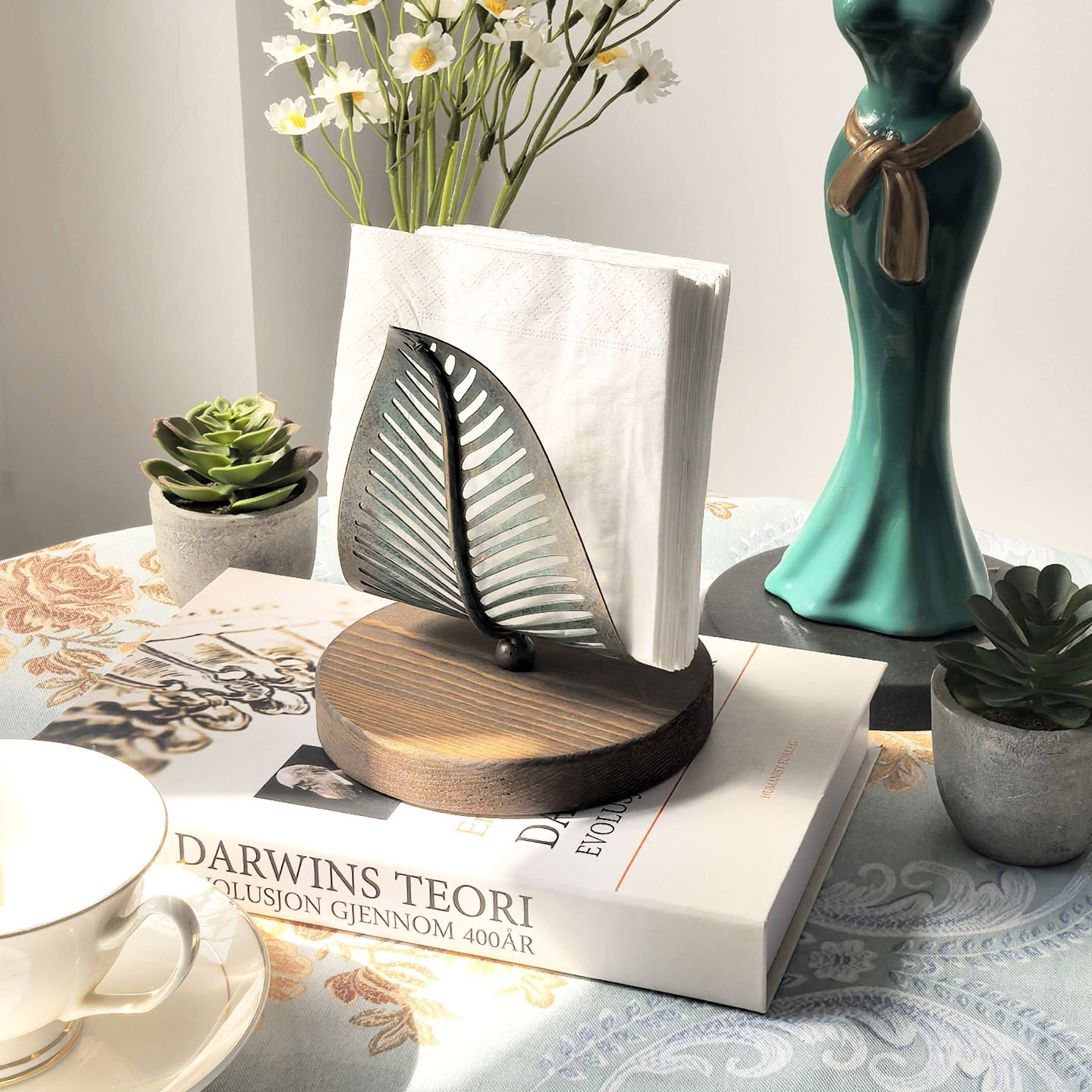 产品实木立式收纳复古西餐纸巾座