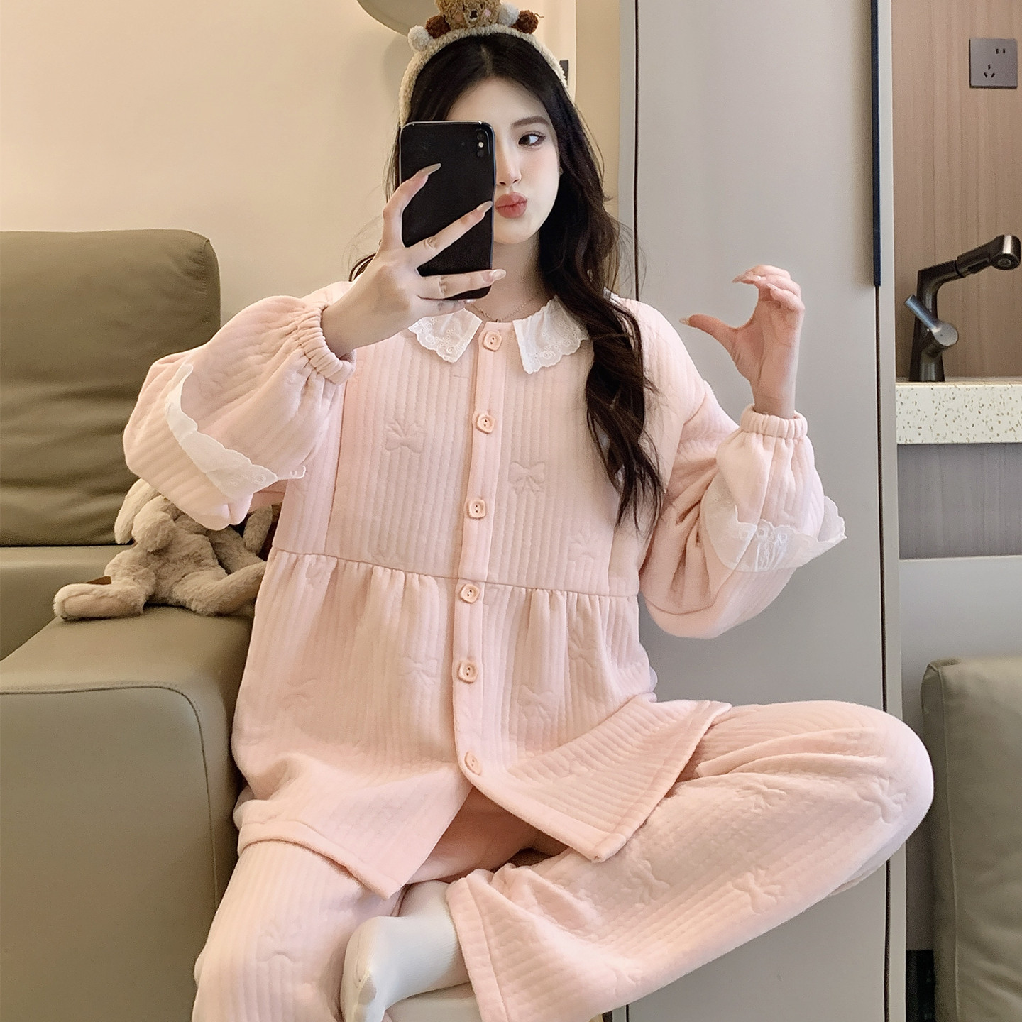 小萌秋冬空气棉孕产妇睡衣刺绣月子服夹棉产后哺乳衣怀孕期家居服,孕妇装/孕产妇用品/营养,家居服套装,淘宝优惠券,粉丝福利购,淘宝优惠卷