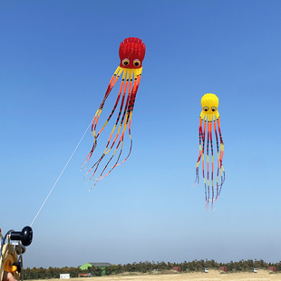 大型软体章鱼风筝无骨架立体气囊筒子尾巨型好飞易飞大人专用成人