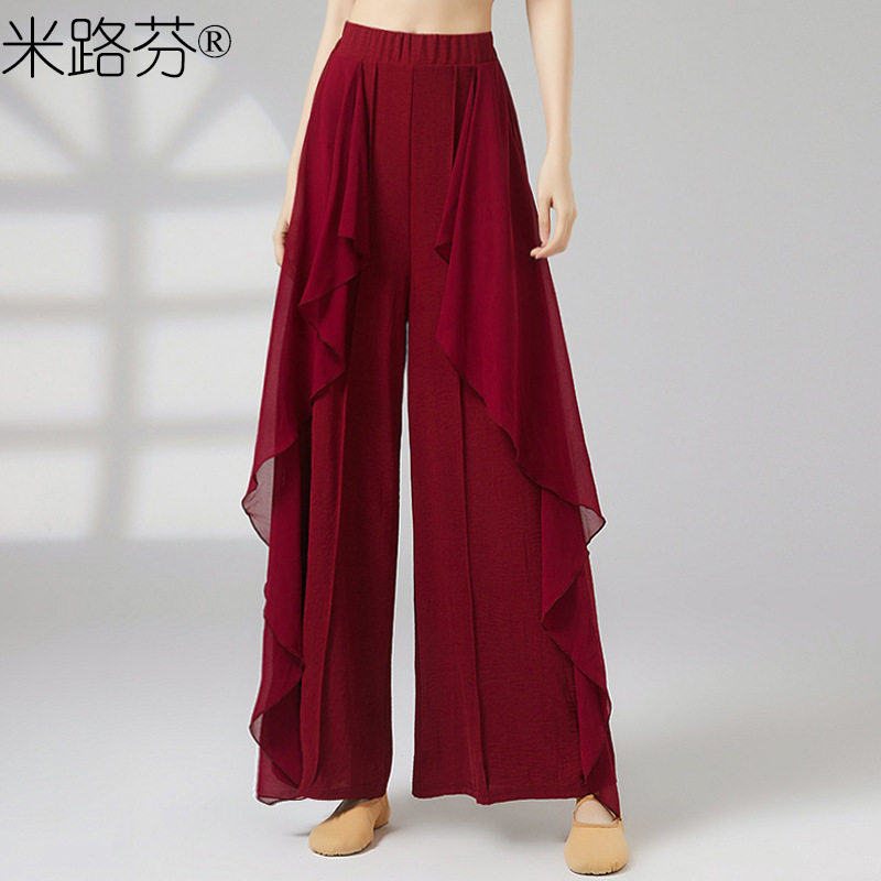 广场舞直筒舞蹈裤女古典舞休闲裤跳舞裤子现代舞练功服高腰阔腿裤