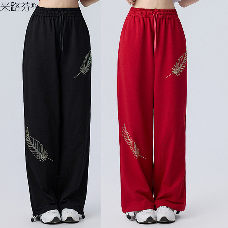 新款广场舞裤休闲裤直筒运动裤跳舞健身跳操宽松裤子百搭女士春夏