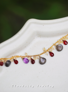 Cloudcity原创设计25秋季限量款黑太阳石迷人光晕14K注金手作手链