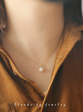 原创设计手作绕线淡水珍珠短项链