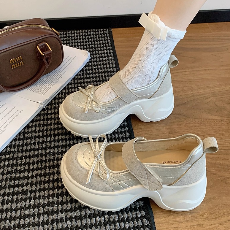 小个子厚底松糕鞋女魔术贴