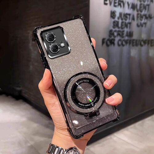 四角防摔带磁吸支架适用于适用摩托罗拉motog84手机壳简约新款全包个性女网红男moto g84外壳透明电镀保护套