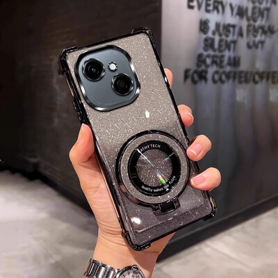 四角防摔带磁吸支架适用于适用传音TecnoSpark40C手机壳简约全包女新款网红男软spark40c外壳透明电镀保护套