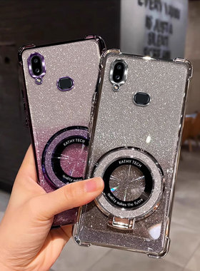 四角防摔带支架适用于三星A10s手机壳SM-A107F软DS简约Galaxy A10s新款A10S网红纯色女全包男时尚电镀保护套