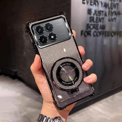 四角防摔带磁吸支架适用于适用红米K70e手机壳2311DRK48C潮miuiK70e个性软全包新款男网红外壳透明电镀保护套