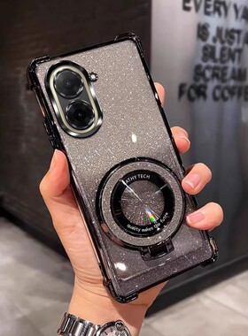 四角防摔带磁吸支架适用于适用小米Pococ71手机壳软全包女男潮简约个性网红新款外壳透明电镀保护套