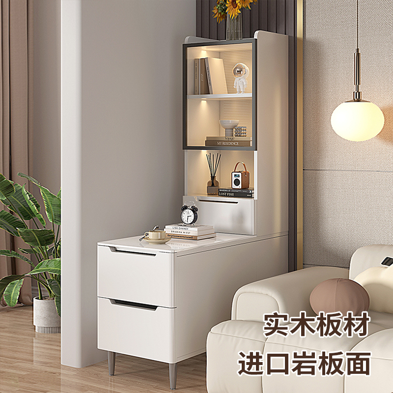 实木沙发边柜客厅2025新款轻奢高级感边几侧边柜岩板沙发柜隔断柜