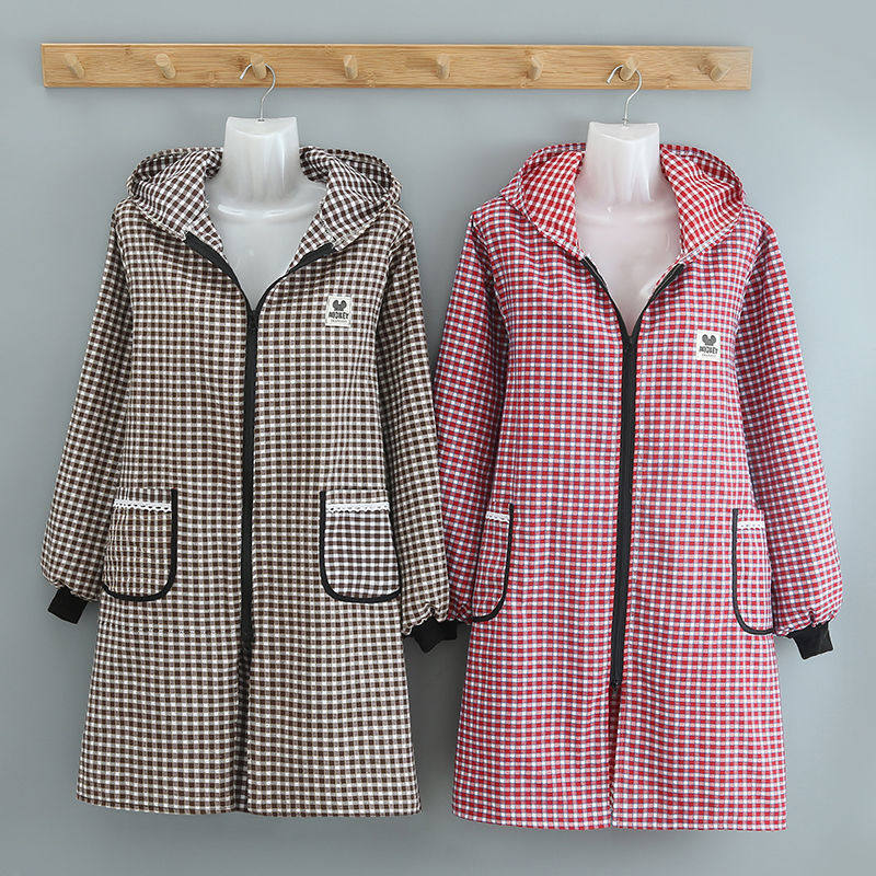 纯棉长袖围裙罩衣女上班工作服家用厨房防油污套褂男带帽干活衣服,家庭/个人清洁工具,围裙,淘宝优惠券,粉丝福利购,淘宝优惠卷