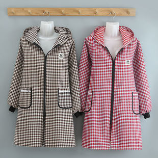 纯棉长袖 围裙罩衣女上班工作服家用厨房防油污套褂男带帽干活衣服