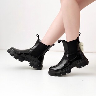 奥地利Hogl友高女鞋 牛皮超轻厚底大牌切尔西短靴102715 25秋冬新品