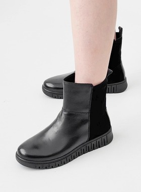 德国CAPRICE凯蝴蝶女鞋2025秋冬新品牛皮加绒防滑厚底时装靴25417