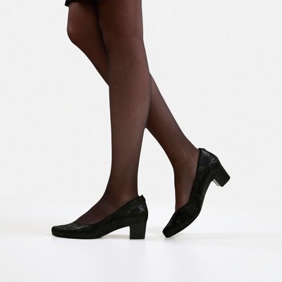 CAPRICE牛皮纹理中跟通勤单鞋